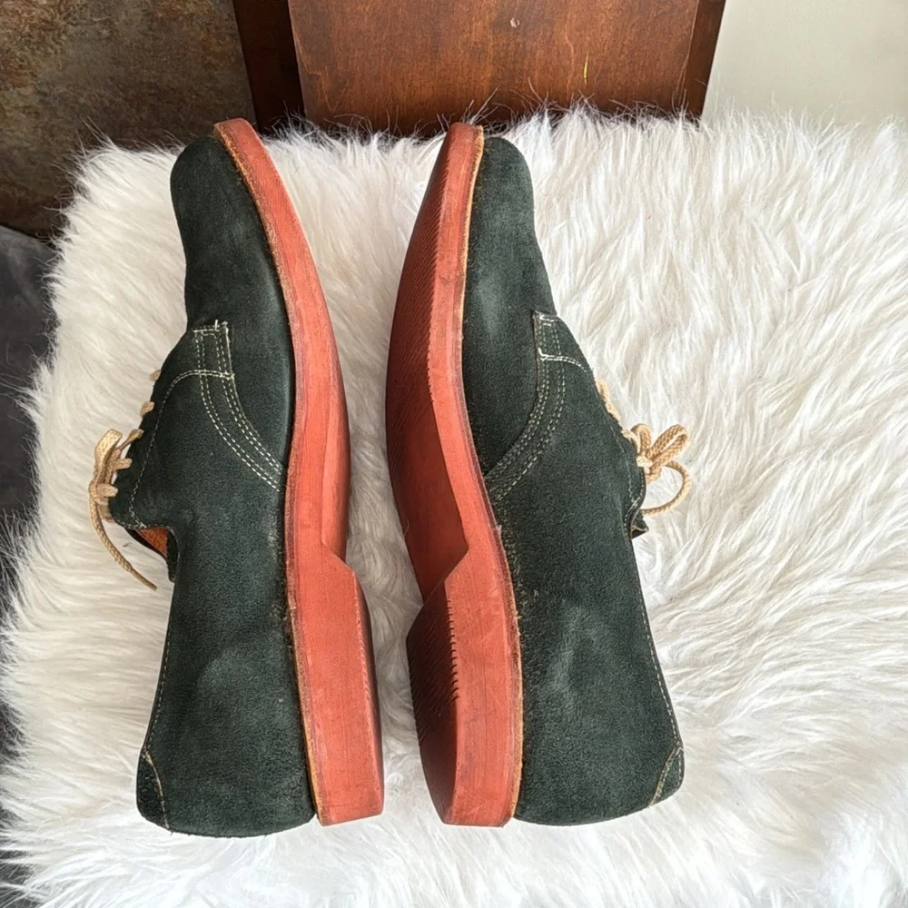 Cole Haan Vibram Classic Lace-Up Suede Oxford Green Suede Shoes size 9.5 D